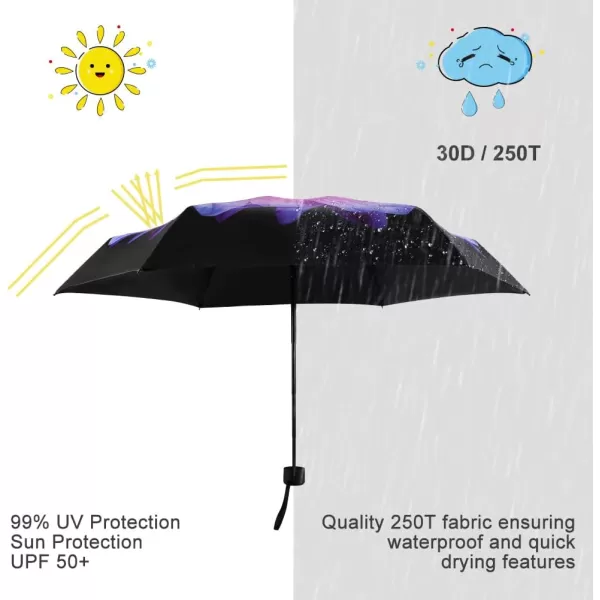 Yoobure Small Mini Umbrella with Case Light Compact Design Perfect for Travel Lightweight Portable Parasol Outdoor SunampampRain UmbrellasPurple Daisy