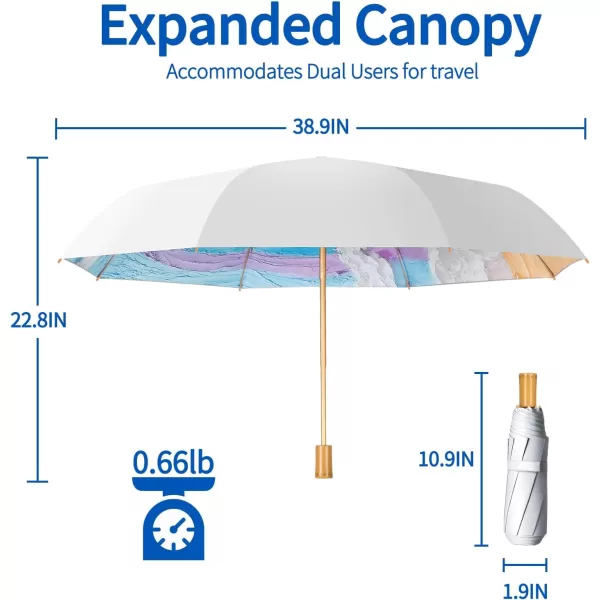 Yoobure Small Mini Umbrella with Case Light Compact Design Perfect for Travel Lightweight Portable Parasol Outdoor SunampampRain UmbrellasRainbow