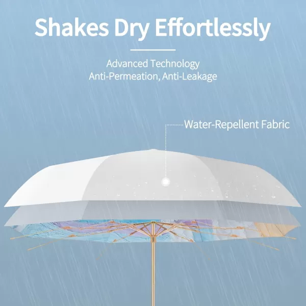 Yoobure Small Mini Umbrella with Case Light Compact Design Perfect for Travel Lightweight Portable Parasol Outdoor SunampampRain UmbrellasRainbow