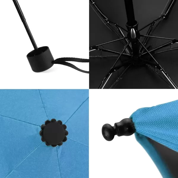 Yoobure Small Mini Umbrella with Case Light Compact Design Perfect for Travel Lightweight Portable Parasol Outdoor SunampampRain UmbrellasSky Blue