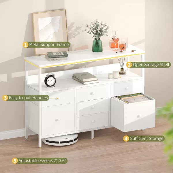Yoobure TV Stand Dresser for Bedroom 7 Fabric Drawers Entertainment Center LED Dressers with Power Outlets TV Stands for Living Room with Storage Shelf TV Console Entertainment Stand up to 50quot TVWhite