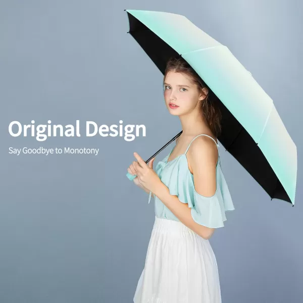 Yoobure Travel Umbrella Windproof Compact Umbrellas for Rain Colorful Sun Umbrella UV Protection Portable Small Umbrella for Backpack Folding UV Blocker Umbrella for Walking Lightweight StrongSky Blue