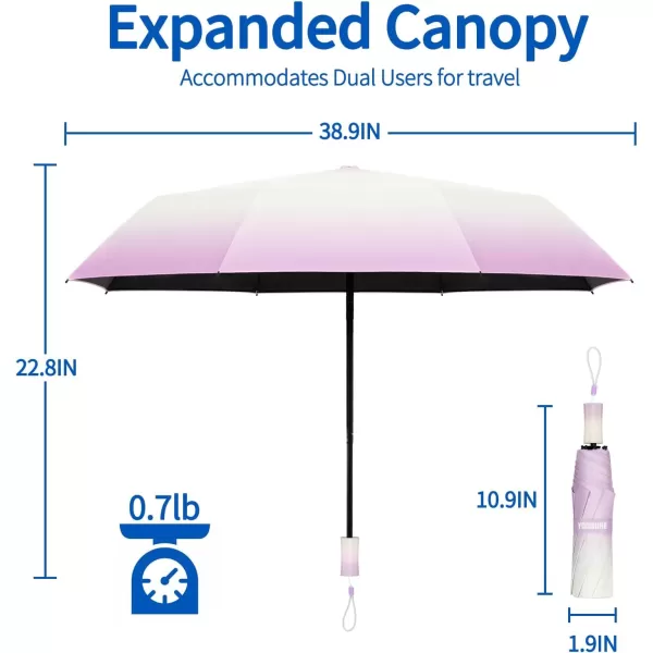 Yoobure Travel Umbrella Windproof Compact Umbrellas for Rain Colorful Sun Umbrella UV Protection Portable Small Umbrella for Backpack Folding UV Blocker Umbrella for Walking Lightweight StrongPurple