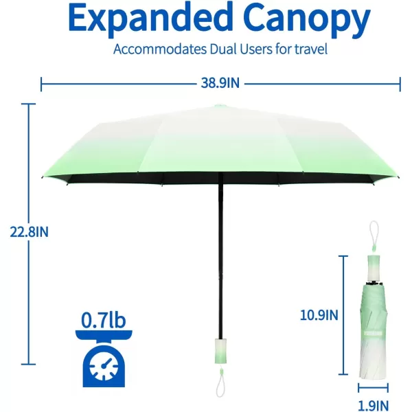 Yoobure Travel Umbrella Windproof Compact Umbrellas for Rain Colorful Sun Umbrella UV Protection Portable Small Umbrella for Backpack Folding UV Blocker Umbrella for Walking Lightweight StrongMint Green