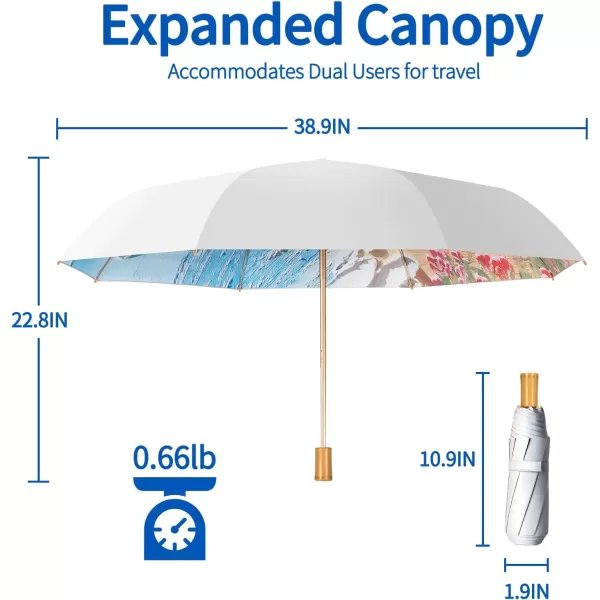 Yoobure Travel Umbrella Windproof Compact Umbrellas for Rain Colorful Sun Umbrella UV Protection Portable Small Umbrella for Backpack Folding UV Blocker Umbrella for Walking Lightweight StrongMoonlight