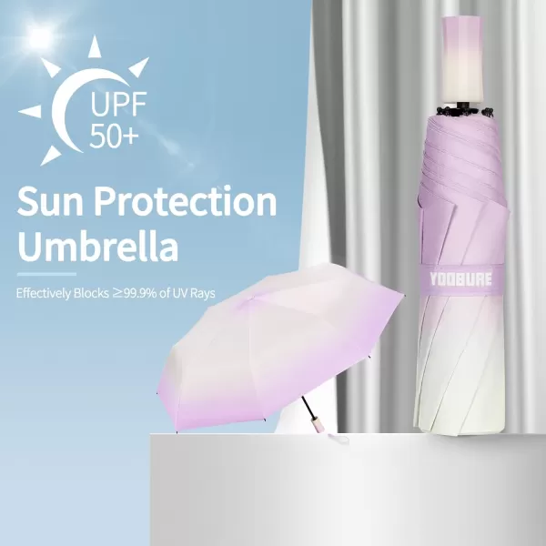 Yoobure Travel Umbrella Windproof Compact Umbrellas for Rain Colorful Sun Umbrella UV Protection Portable Small Umbrella for Backpack Folding UV Blocker Umbrella for Walking Lightweight StrongPurple
