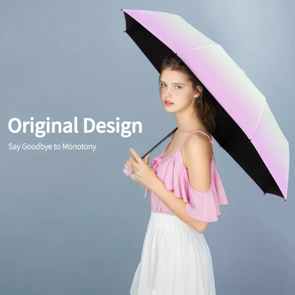 Yoobure Travel Umbrella Windproof Compact Umbrellas for Rain Colorful Sun Umbrella UV Protection Portable Small Umbrella for Backpack Folding UV Blocker Umbrella for Walking Lightweight StrongPurple