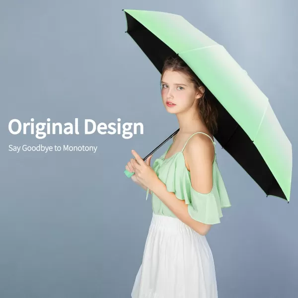 Yoobure Travel Umbrella Windproof Compact Umbrellas for Rain Colorful Sun Umbrella UV Protection Portable Small Umbrella for Backpack Folding UV Blocker Umbrella for Walking Lightweight StrongMint Green