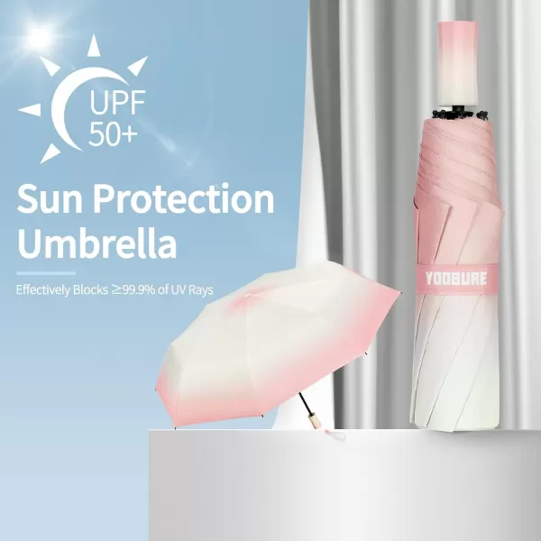 Yoobure Travel Umbrella Windproof Compact Umbrellas for Rain Colorful Sun Umbrella UV Protection Portable Small Umbrella for Backpack Folding UV Blocker Umbrella for Walking Lightweight StrongBurgundy Red