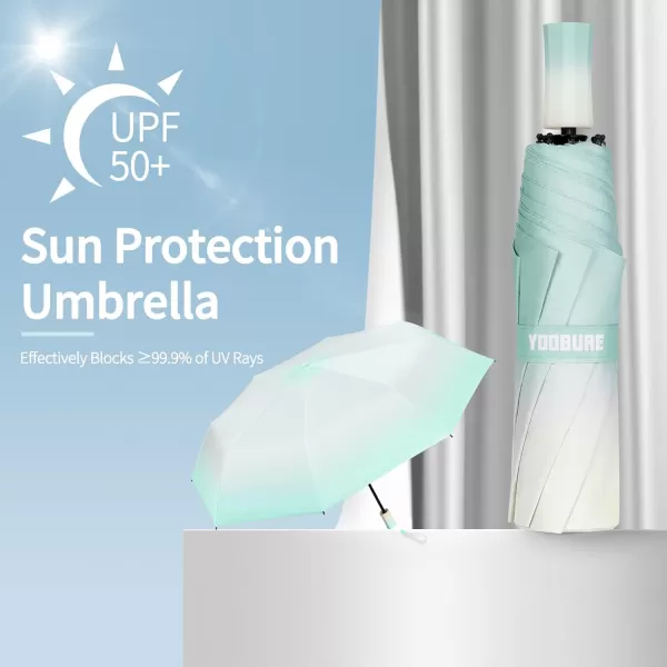 Yoobure Travel Umbrella Windproof Compact Umbrellas for Rain Colorful Sun Umbrella UV Protection Portable Small Umbrella for Backpack Folding UV Blocker Umbrella for Walking Lightweight StrongSky Blue