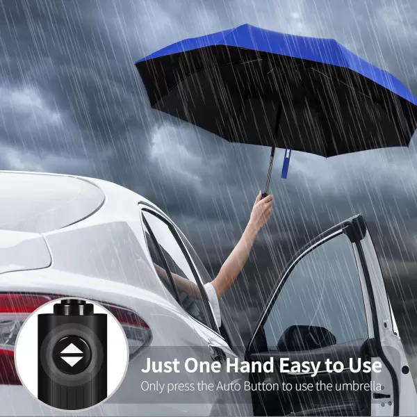 Yoobure Windproof Travel Umbrella Automatic Umbrellas for Rain Portable ampamp Compact Umbrella for Backpack Sun Umbrella for Walking Folding Small Umbrella for Car Lightweight Strong UV ProtectionAutoBlue