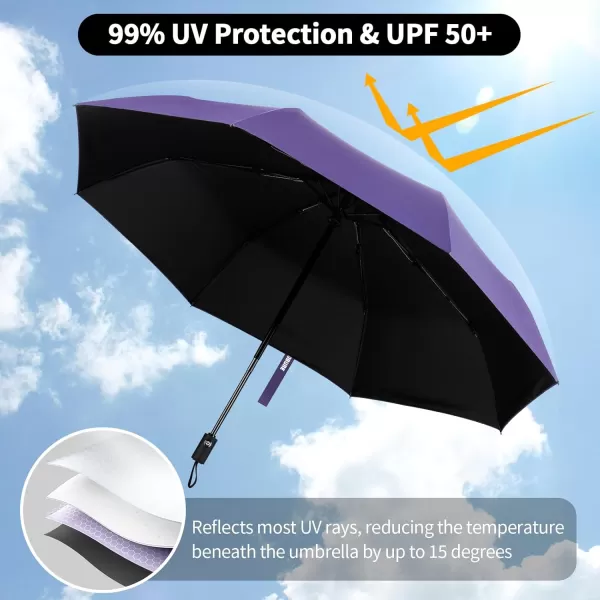Yoobure Windproof Travel Umbrella Automatic Umbrellas for Rain Portable ampamp Compact Umbrella for Backpack Sun Umbrella for Walking Folding Small Umbrella for Car Lightweight Strong UV ProtectionAutoPurple