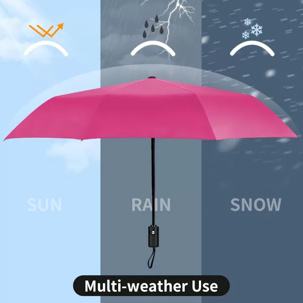Yoobure Windproof Travel Umbrella Automatic Umbrellas for Rain Portable ampamp Compact Umbrella for Backpack Sun Umbrella for Walking Folding Small Umbrella for Car Lightweight Strong UV ProtectionAutoPink