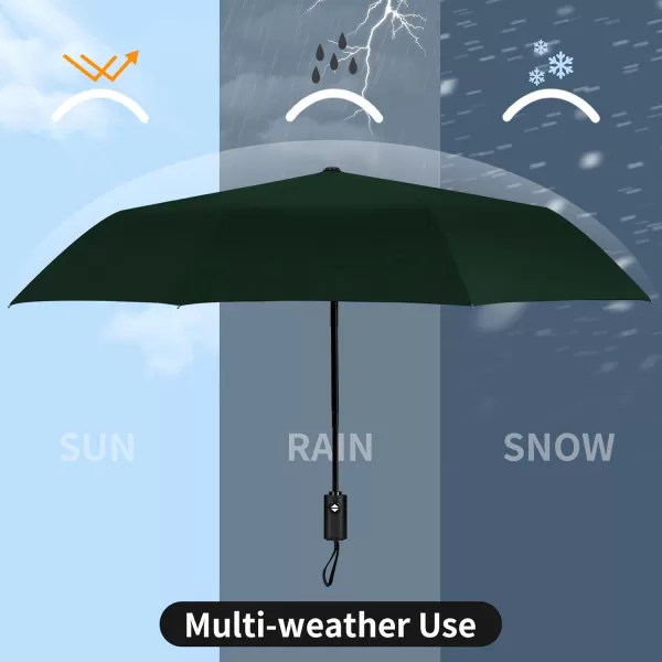 Yoobure Windproof Travel Umbrella Automatic Umbrellas for Rain Portable ampamp Compact Umbrella for Backpack Sun Umbrella for Walking Folding Small Umbrella for Car Lightweight Strong UV ProtectionAutoDark Green