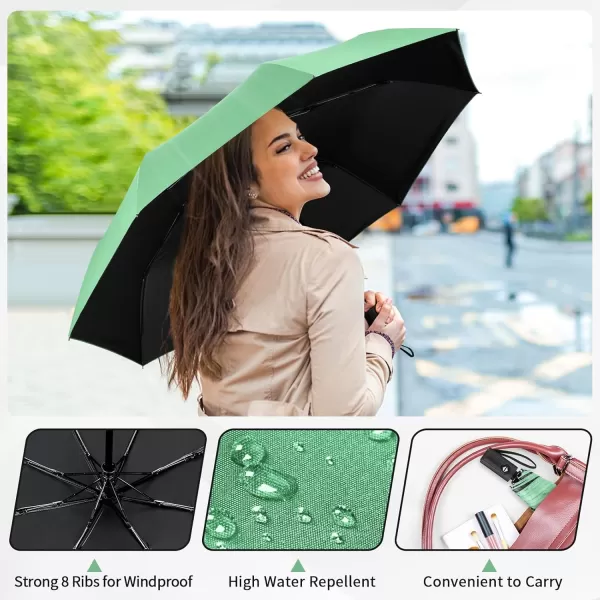 Yoobure Windproof Travel Umbrella Automatic Umbrellas for Rain Portable ampamp Compact Umbrella for Backpack Sun Umbrella for Walking Folding Small Umbrella for Car Lightweight Strong UV ProtectionAutoMint Green