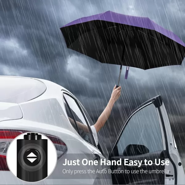 Yoobure Windproof Travel Umbrella Automatic Umbrellas for Rain Portable ampamp Compact Umbrella for Backpack Sun Umbrella for Walking Folding Small Umbrella for Car Lightweight Strong UV ProtectionAutoPurple