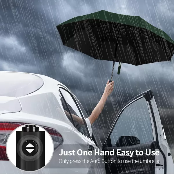 Yoobure Windproof Travel Umbrella Automatic Umbrellas for Rain Portable ampamp Compact Umbrella for Backpack Sun Umbrella for Walking Folding Small Umbrella for Car Lightweight Strong UV ProtectionAutoDark Green