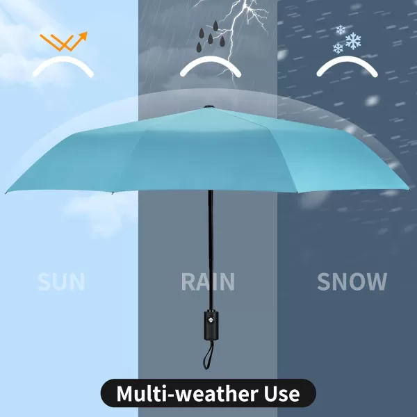 Yoobure Windproof Travel Umbrella Automatic Umbrellas for Rain Portable ampamp Compact Umbrella for Backpack Sun Umbrella for Walking Folding Small Umbrella for Car Lightweight Strong UV ProtectionAutoSky Blue