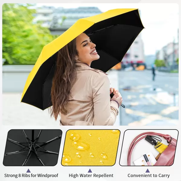 Yoobure Windproof Travel Umbrella Automatic Umbrellas for Rain Portable ampamp Compact Umbrella for Backpack Sun Umbrella for Walking Folding Small Umbrella for Car Lightweight Strong UV ProtectionAutoYellow