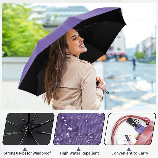 Yoobure Windproof Travel Umbrella Automatic Umbrellas for Rain Portable ampamp Compact Umbrella for Backpack Sun Umbrella for Walking Folding Small Umbrella for Car Lightweight Strong UV ProtectionAutoPurple