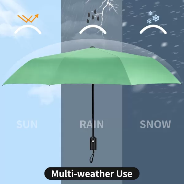 Yoobure Windproof Travel Umbrella Automatic Umbrellas for Rain Portable ampamp Compact Umbrella for Backpack Sun Umbrella for Walking Folding Small Umbrella for Car Lightweight Strong UV ProtectionAutoMint Green