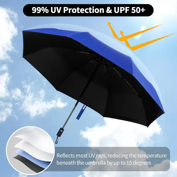 Yoobure Windproof Travel Umbrella Automatic Umbrellas for Rain Portable ampamp Compact Umbrella for Backpack Sun Umbrella for Walking Folding Small Umbrella for Car Lightweight Strong UV ProtectionAutoBlue