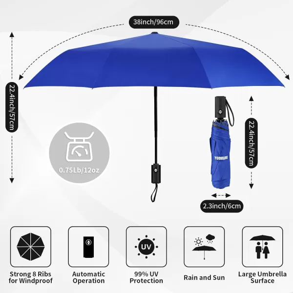 Yoobure Windproof Travel Umbrella Automatic Umbrellas for Rain Portable ampamp Compact Umbrella for Backpack Sun Umbrella for Walking Folding Small Umbrella for Car Lightweight Strong UV ProtectionAutoBlue