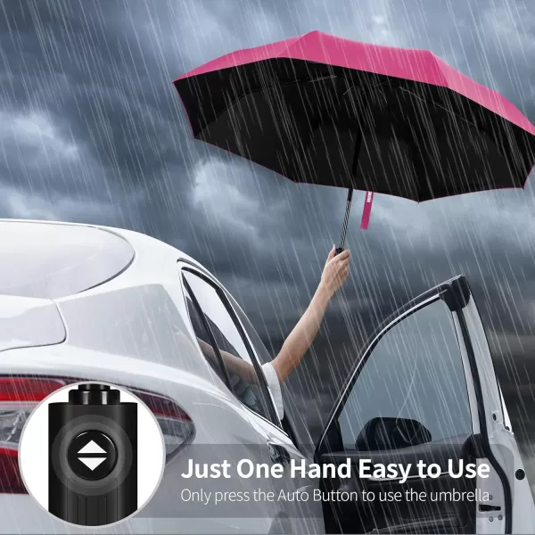 Yoobure Windproof Travel Umbrella Automatic Umbrellas for Rain Portable ampamp Compact Umbrella for Backpack Sun Umbrella for Walking Folding Small Umbrella for Car Lightweight Strong UV ProtectionAutoPink