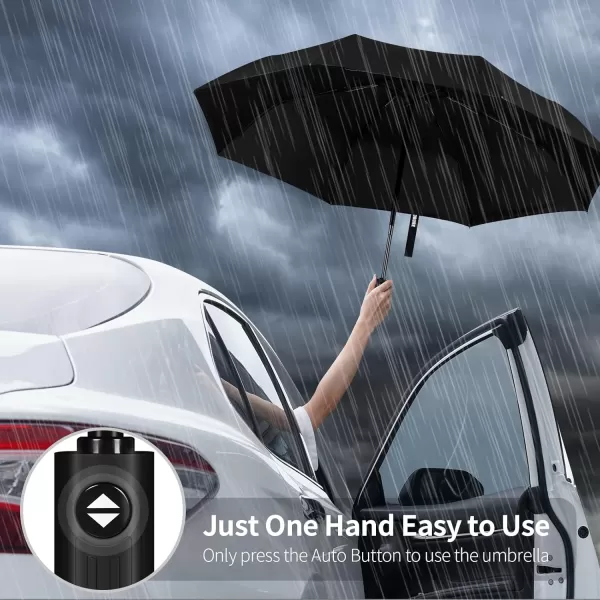 Yoobure Windproof Travel Umbrella Automatic Umbrellas for Rain Portable ampamp Compact Umbrella for Backpack Sun Umbrella for Walking Folding Small Umbrella for Car Lightweight Strong UV ProtectionAutoBlack