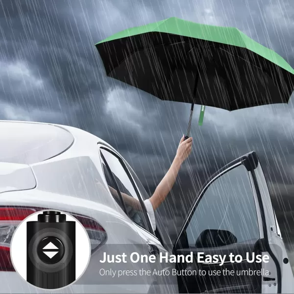 Yoobure Windproof Travel Umbrella Automatic Umbrellas for Rain Portable ampamp Compact Umbrella for Backpack Sun Umbrella for Walking Folding Small Umbrella for Car Lightweight Strong UV ProtectionAutoMint Green