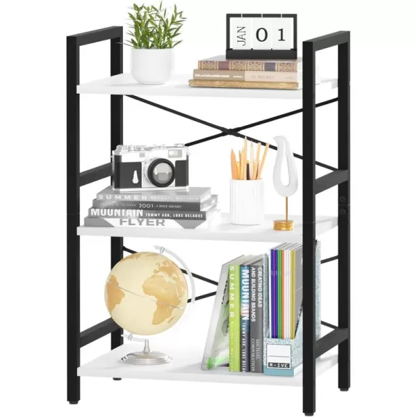 Yoobure 4 Tier Bookshelf  Small Book Shelf Industrial Bookcase Narrow Book Case Book Storage Organizer for CDMovieBook Bookshelves for Bedroom Office Living Room Berry BrownWhite
