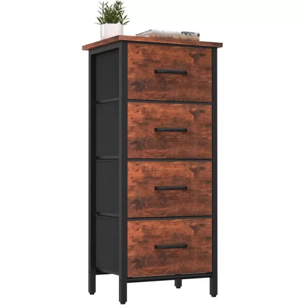 Yoobure Dresser with 4 Storage Drawers Tall Fabric Drawer Organizer Unit for Bedroom Small Dressers ampamp Chests of Drawers Vertical Dressers Storage Tower Closet Living Room Hallway EntrywayBerry Brown