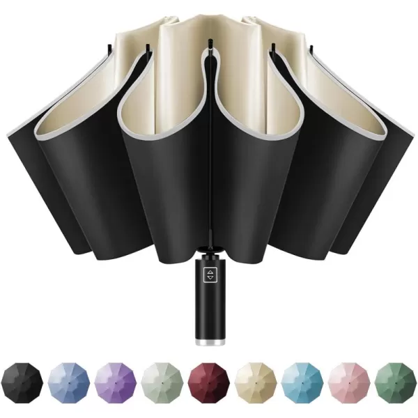 Yoobure Inverted Travel Umbrella Automatic Umbrellas for Rain Windproof Compact Umbrella with Reflective Stripe Folding Sun Umbrella UV Umbrella Portable Large Umbrella for Backpack LightweightYellow