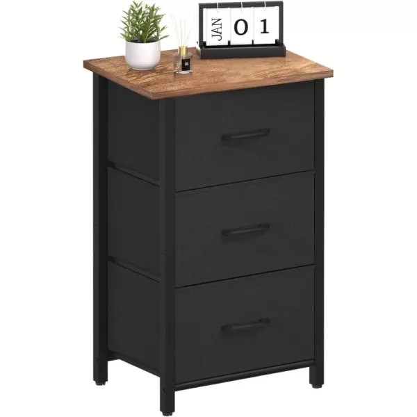 Yoobure Nightstand with 3 Fabric Drawers Storage Drawers Small Dresser for Bedroom Night Stands Bedside Tables Closet Drawers Dressers ampamp Chests Organizer Unit Fabric Dresser for Hallway College DormBlack