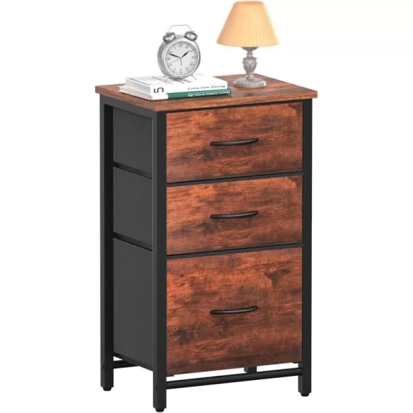 Yoobure Nightstand with 3 Fabric Drawers Storage Drawers Small Dresser for Bedroom Night Stands Bedside Tables Closet Drawers Dressers ampamp Chests Organizer Unit Fabric Dresser for Hallway College DormBerry Brown