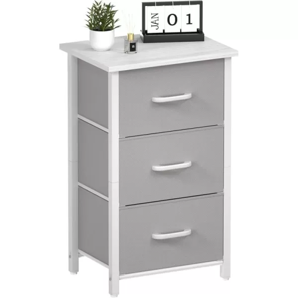 Yoobure Nightstand with 3 Fabric Drawers Storage Drawers Small Dresser for Bedroom Night Stands Bedside Tables Closet Drawers Dressers ampamp Chests Organizer Unit Fabric Dresser for Hallway College DormLight Grey