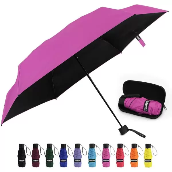 Yoobure Small Mini Umbrella with Case Light Compact Design Perfect for Travel Lightweight Portable Parasol Outdoor SunampampRain Umbrellas