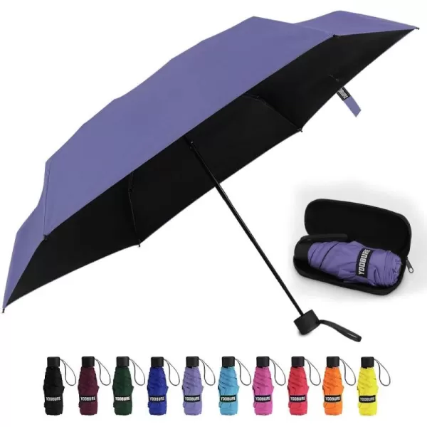 Yoobure Small Mini Umbrella with Case Light Compact Design Perfect for Travel Lightweight Portable Parasol Outdoor SunampampRain UmbrellasPurple