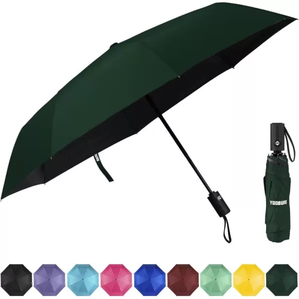 Yoobure Windproof Travel Umbrella Automatic Umbrellas for Rain Portable ampamp Compact Umbrella for Backpack Sun Umbrella for Walking Folding Small Umbrella for Car Lightweight Strong UV ProtectionAutoDark Green