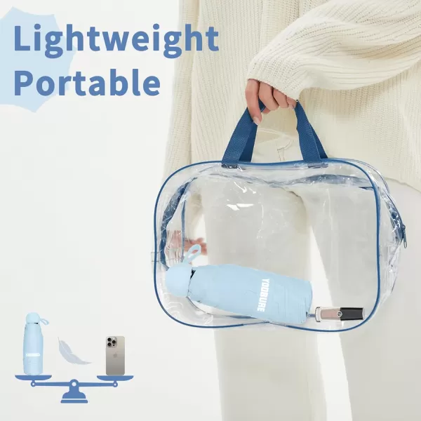 Yoobure Travel Umbrella Portable Compact Umbrella Pocket Mini Umbrella for Purse UV Umbrella Umbrellas for Rain Small Umbrella for Backpack Sun Umbrella with Case Folding Umbrella for Kids WomenSky Blue