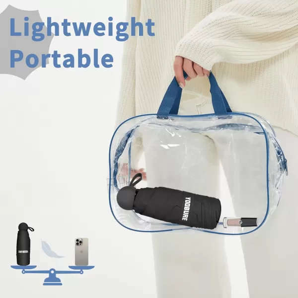 Yoobure Travel Umbrella Portable Compact Umbrella Pocket Mini Umbrella for Purse UV Umbrella Umbrellas for Rain Small Umbrella for Backpack Sun Umbrella with Case Folding Umbrella for Kids WomenBlack