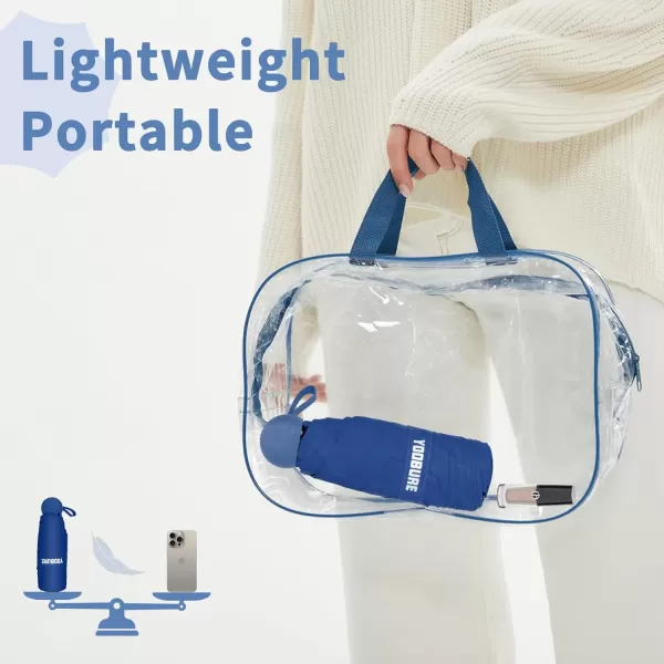 Yoobure Travel Umbrella Portable Compact Umbrella Pocket Mini Umbrella for Purse UV Umbrella Umbrellas for Rain Small Umbrella for Backpack Sun Umbrella with Case Folding Umbrella for Kids WomenDark Blue