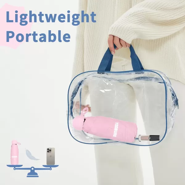 Yoobure Travel Umbrella Portable Compact Umbrella Pocket Mini Umbrella for Purse UV Umbrella Umbrellas for Rain Small Umbrella for Backpack Sun Umbrella with Case Folding Umbrella for Kids WomenPink