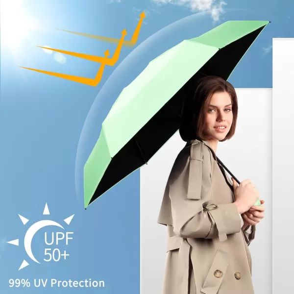 Yoobure Travel Umbrella Portable Compact Umbrella Pocket Mini Umbrella for Purse UV Umbrella Umbrellas for Rain Small Umbrella for Backpack Sun Umbrella with Case Folding Umbrella for Kids WomenGreen