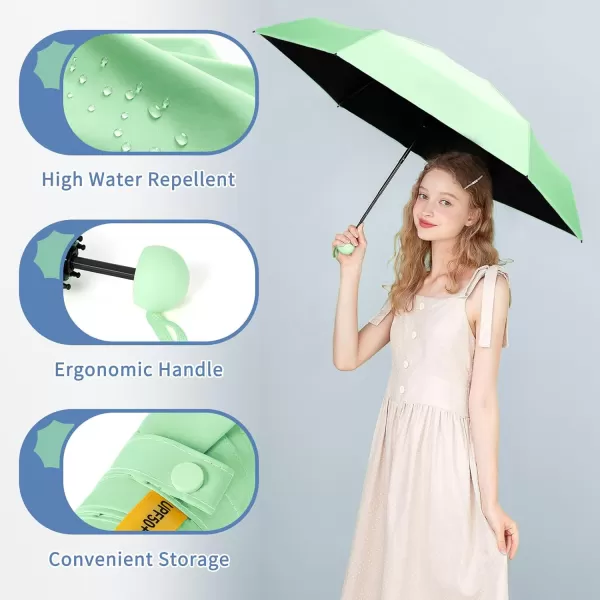 Yoobure Travel Umbrella Portable Compact Umbrella Pocket Mini Umbrella for Purse UV Umbrella Umbrellas for Rain Small Umbrella for Backpack Sun Umbrella with Case Folding Umbrella for Kids WomenGreen