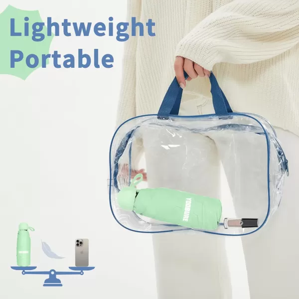 Yoobure Travel Umbrella Portable Compact Umbrella Pocket Mini Umbrella for Purse UV Umbrella Umbrellas for Rain Small Umbrella for Backpack Sun Umbrella with Case Folding Umbrella for Kids WomenGreen