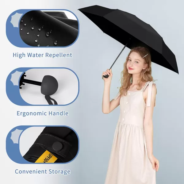 Yoobure Travel Umbrella Portable Compact Umbrella Pocket Mini Umbrella for Purse UV Umbrella Umbrellas for Rain Small Umbrella for Backpack Sun Umbrella with Case Folding Umbrella for Kids WomenBlack