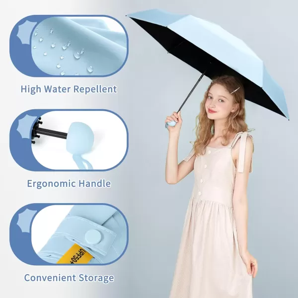 Yoobure Travel Umbrella Portable Compact Umbrella Pocket Mini Umbrella for Purse UV Umbrella Umbrellas for Rain Small Umbrella for Backpack Sun Umbrella with Case Folding Umbrella for Kids WomenSky Blue