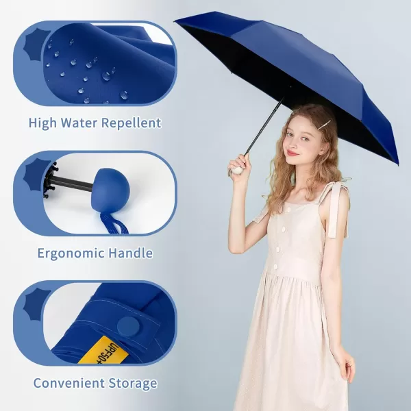 Yoobure Travel Umbrella Portable Compact Umbrella Pocket Mini Umbrella for Purse UV Umbrella Umbrellas for Rain Small Umbrella for Backpack Sun Umbrella with Case Folding Umbrella for Kids WomenDark Blue