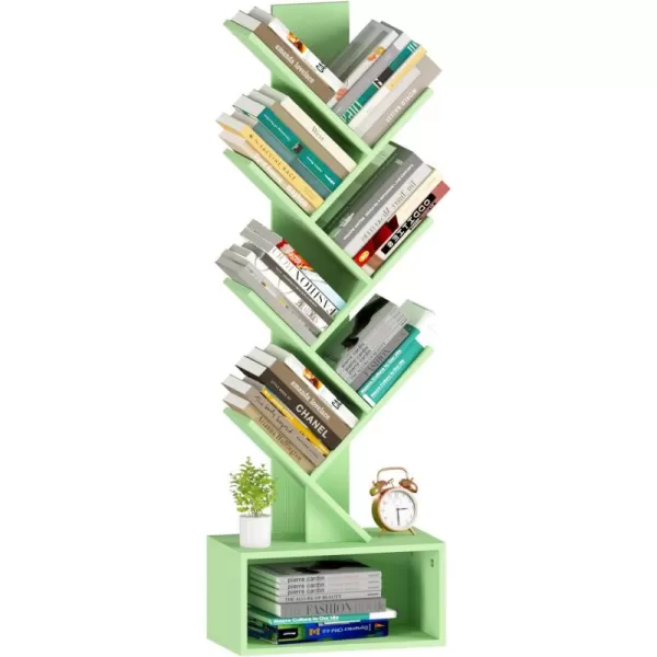 imageYoobure Tree Bookshelf  6 Shelf Retro Floor Standing Bookcase Tall Wood Book Storage Rack for CDsMoviesBooks Utility Book Organizer Shelves for Bedroom Living Room Home Office BlackGreen